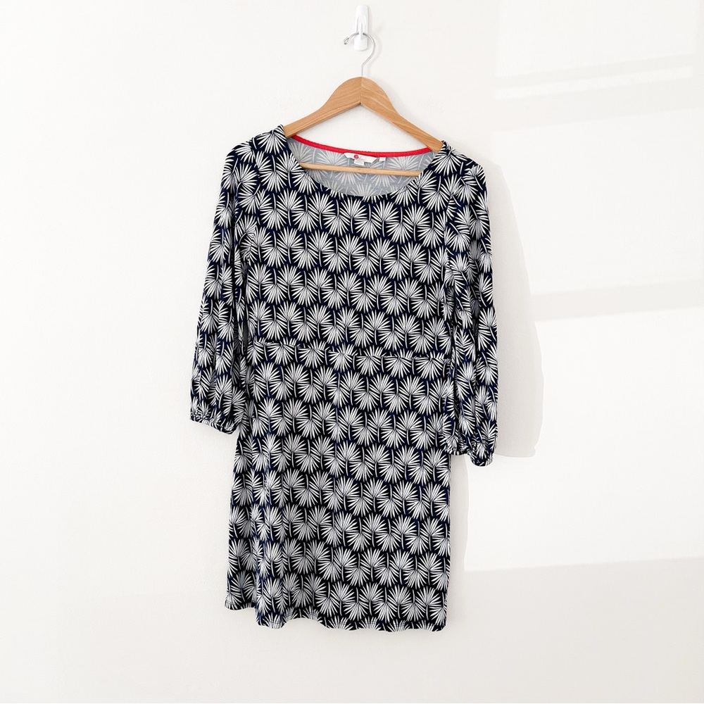 Boden Lucie Stretch Jersey Tunic Balloon Sleeve Palm Dress Navy